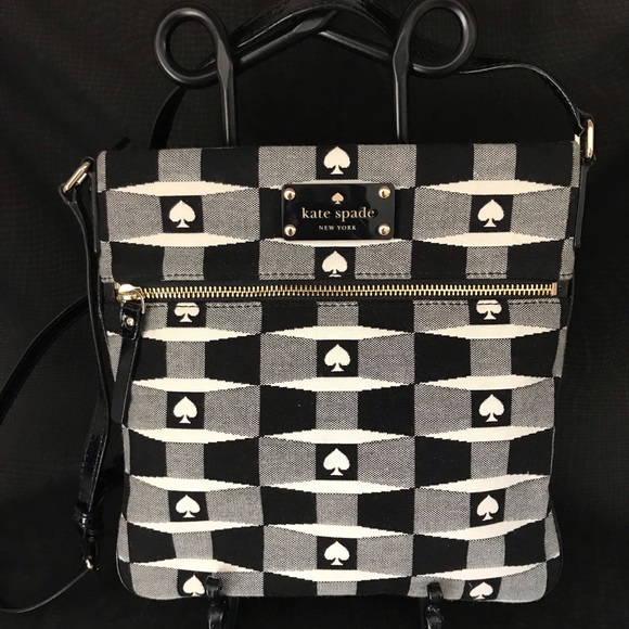 Kate Spade Signature Black & White Spade Crossbody - Picture 1 of 10
